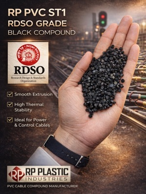 PVC ST 1 RDSO Compound - 1.40 g/mÂ³ Relative Density, Special Black Color, PVC Material & Granule Shape for Railway Signalling Cables