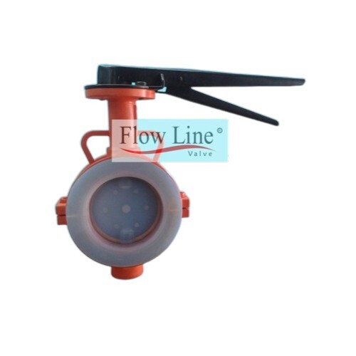 PVDF Lined Butterfly Valve - 40mm to 300mm Size, 3mm Lining Thickness, Red Color | Reliable Performance, Longer Life, Diverse Application