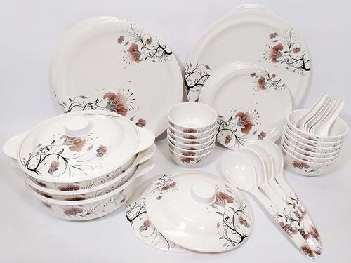 Brown Mallow Print Dinner Set