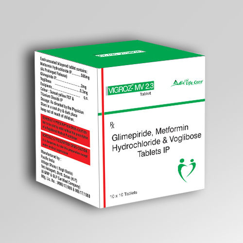 Glimepiride, Metformin Hydrochloride And Voglibose Tablet (Vigroz-MV2.3)