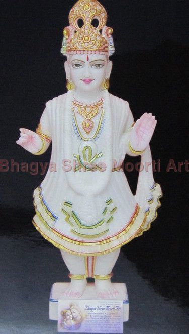 Marble Swaminarayan Statue - Premium Grade Marble Craftsmanship | Superb Finish, Excellent Craft, Weather Resistant, Smooth Surface