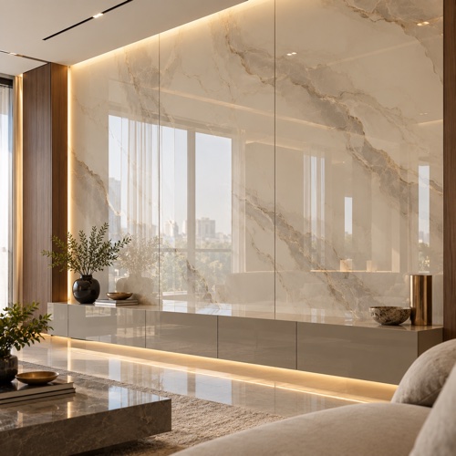High Gloss Wall Panel - Plastic, 8x4 Feet, Glossy Finish | Vivid Color Options, Lightweight Yet Stronger Than Glass, Suitable for Residential and Commercial Use
