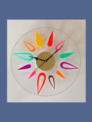 Transparent-Colorful Colorful Drops Round Wall Clock