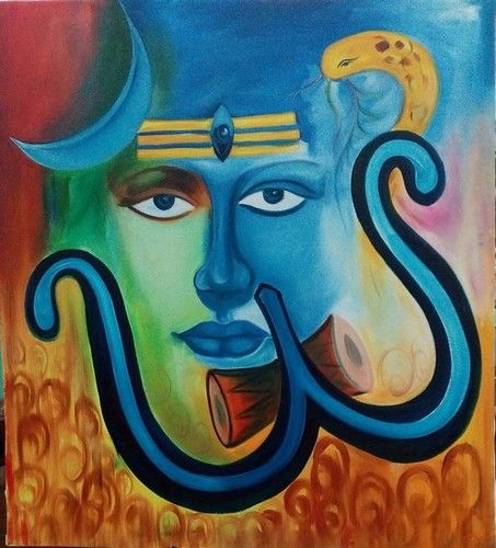 Multicolor Lord Shiva Canvas Painting