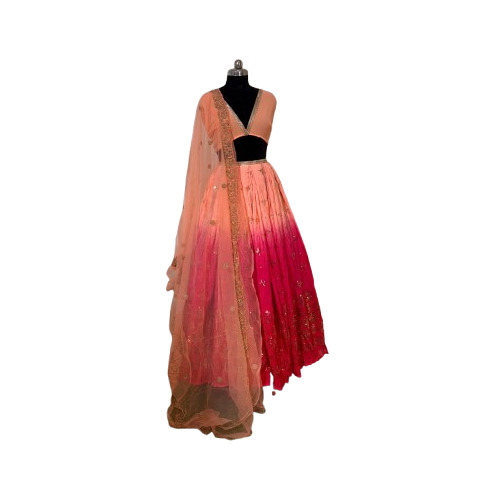 Ombre Chinnon Crushed With Metallic Print Fabric - Attributes: Washable