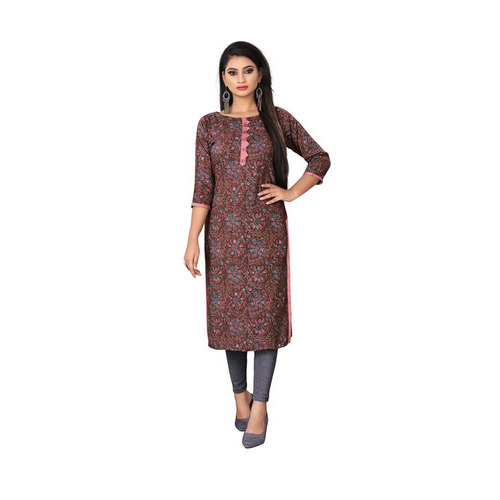 Multicolor Rayon Printed Kurti - Bust Size: 38 Inch (In)