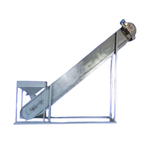 Mild Steel Bucket Conveyor Lift - 1 Ton/Hour Capacity, 3 Phase, 1 HP Power | Silver Aluminum Frame, Material Handling System