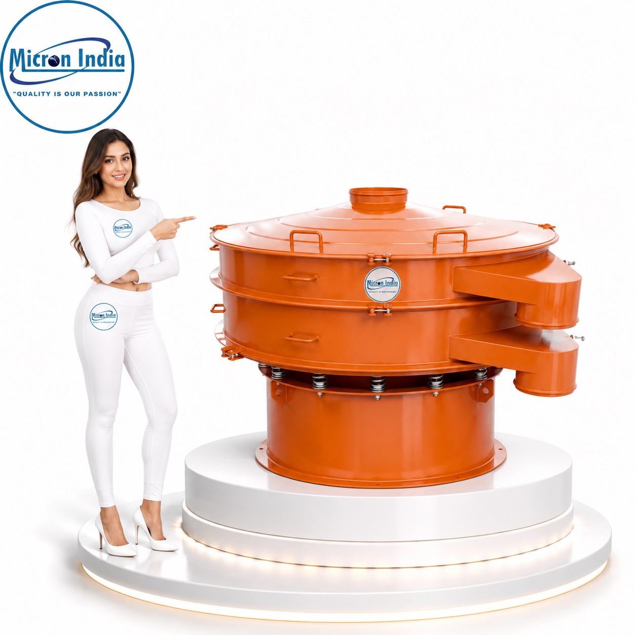 Stainless Steel Vibro Sifter Machine - 3 Phase 50Hz, White & Blue Color, Manual Control, 230-380 Volt