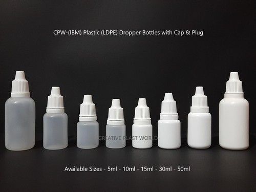 Various Colors Are Available Cpw (Ibm) Plastic (Ldpe) Dropper Bottles With Cap And Plug