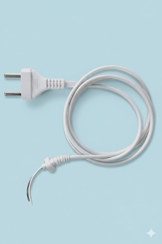 2 Pin Power Cord - High-Quality PVC Material | Easy to Use, Long-Lasting Durability, Heat Resistant, Versatile White Design