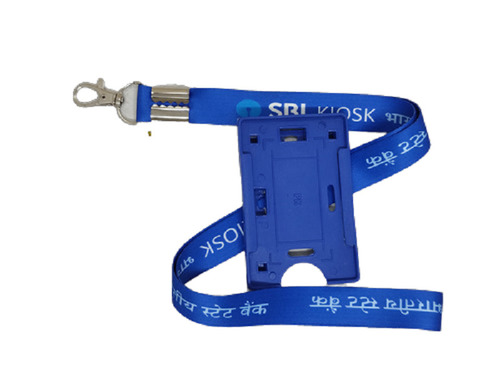 Blue Sbi Kiosk Printed Ribbon For Id Card Or Id Badge Or With Free Card Holder For Official Use