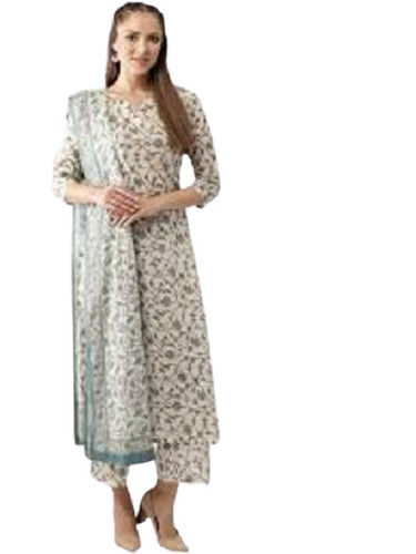 Green Designed Lightweight Casual Wear Printed Cotton Salwar Suit