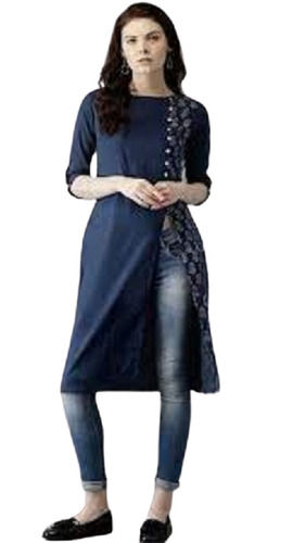 Full Sleeves Casual Wear Cotton Material Kurtis For Ladies  Bust Size: 38 Inch (In)