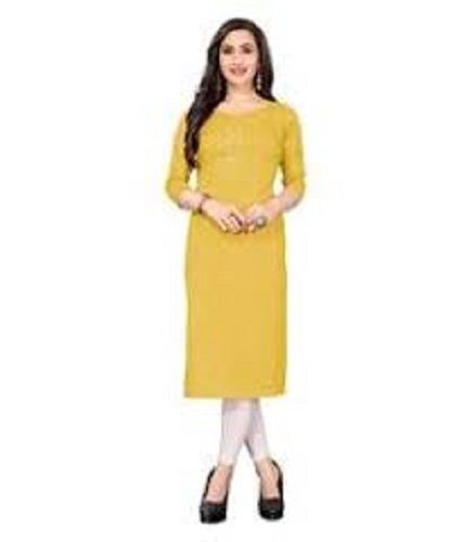 Skin Friendly And Comfortable 3/4 Sleeves Printed Cotton Kurtis For Ladies