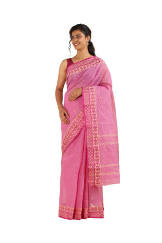 Dark Pink & White Coloured Premium Mul Mul Cotton Beautiful Hand Block –  Royskart