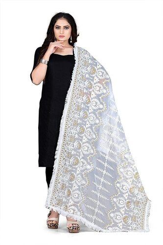 2.5 Meter Long Rectangular Breathable Embroidered Cotton Dupatta