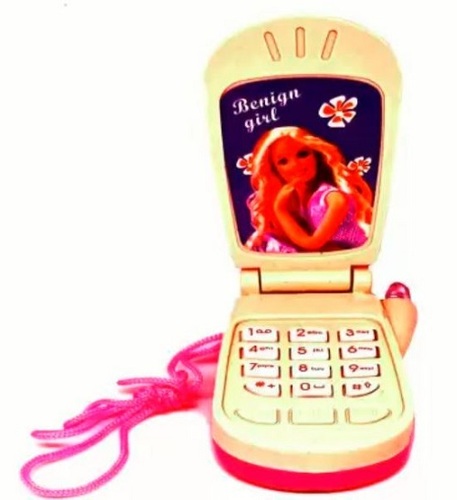 Abs Plastic Body And Rubber Buttons Musical Barbie Mobile For Kids - Plastic And Rubber Material, Multi Color, Rectangle Shape, Engaging Musical Toys, Soothing Music for Infants
