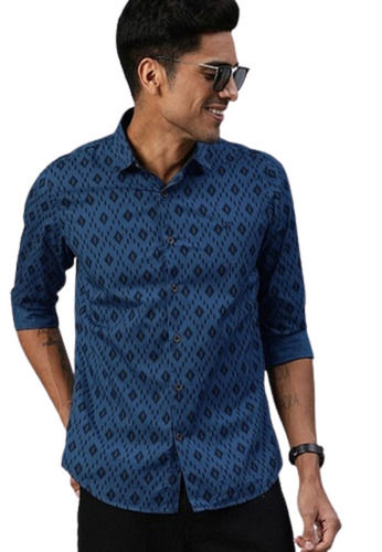 Men Comfortable Collar Neck Full Sleeves Printed Shirt