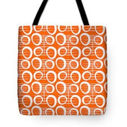 Durable Recyclable Printed Orange Handle Loop Cotton Bags