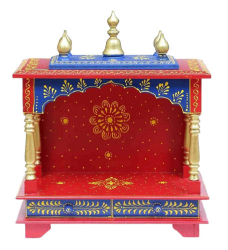 Multicolor 46 X 25 X 74 Cm Light Weight Paint Coated Decorative Wooden Temple 