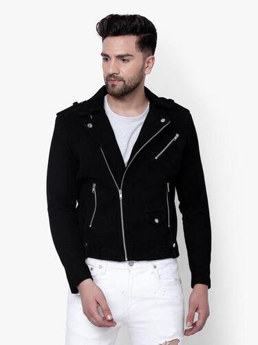 Black Color Plain Pattern Mens Leather Jackets