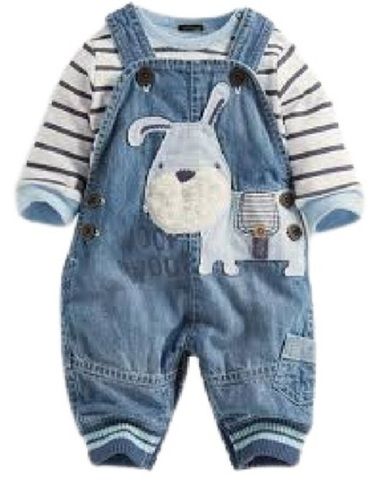 Breathable Printed Full Sleeve Round Neck Cotton Baby Dungaree Suit Set