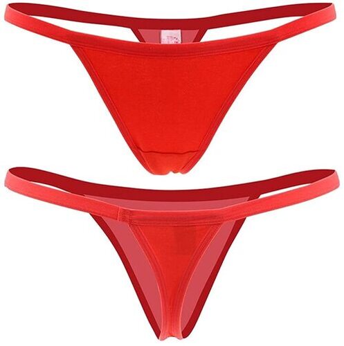 Cotton G-String Thong Panty - Size 28 to 34, Red Color, 50 Pieces Per Pack | Soft Cotton Fabric, Women's Plain Thongs