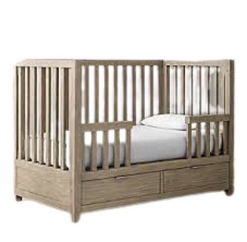 Light Brown Rectangular Shape Wood Baby Toddler Bed