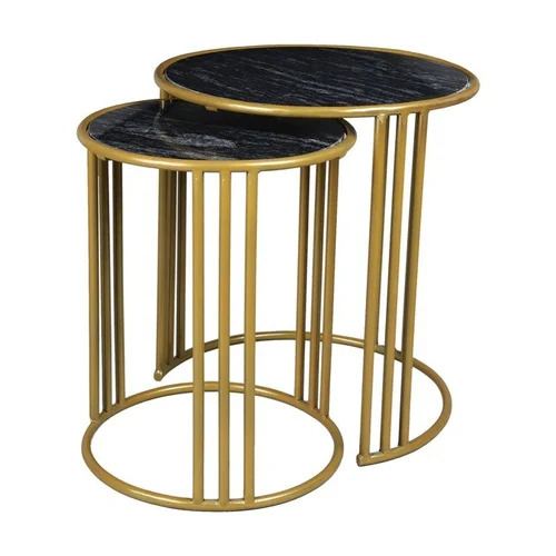 Iron And Marble Black And Gold Side Table Set Of 2 For Home