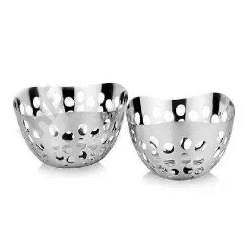 Silver Unbreakable Round Shape Stainless Steel Fruit Basket