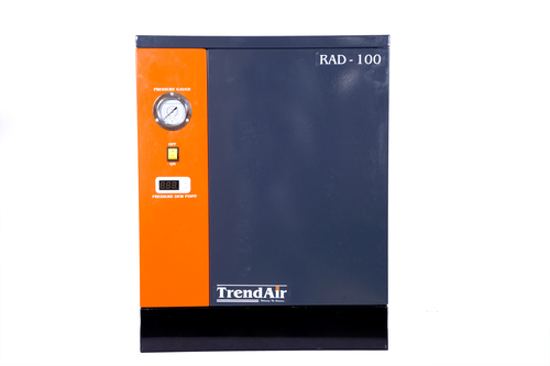 Refrigerated Compressed Air Dryer - Copper Tube-Fin-Baffle Evaporator, 700x450x700 mm, Gray-Orange Color | 100 CFM Flow Rate, Oil-Free Lubrication, 15 Bar Pressure, Heavy Duty Pre-filter Included