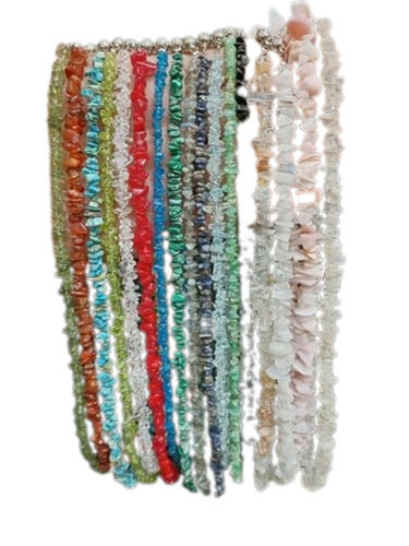 Stone Natural Gemstone Uncut Chip Nugget Beads Necklace - 18 Inch