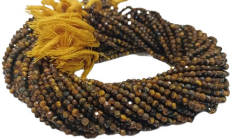 3mm Natural Tiger Eye Rondelle Faceted Beads