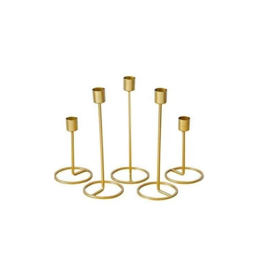 Golden Wedding Table Decoration Candlesticks Candle Holder Stands Set Of 6 - Finish: Gold