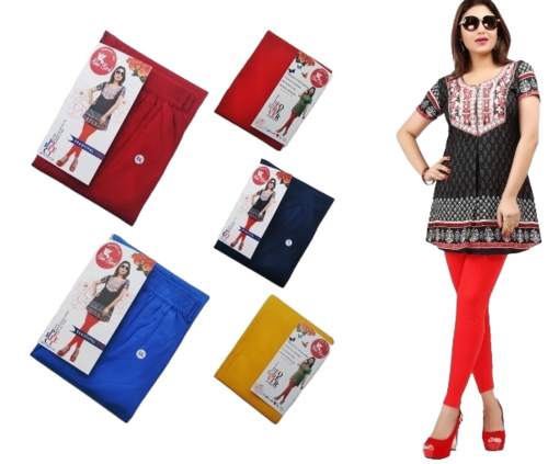 Ladies Cotton Leggings - 100% Combed Cotton, Available in Multiple Sizes M-XXL - Anti-Wrinkle, Breathable, No Fade, Washable, Full Colour Fastness