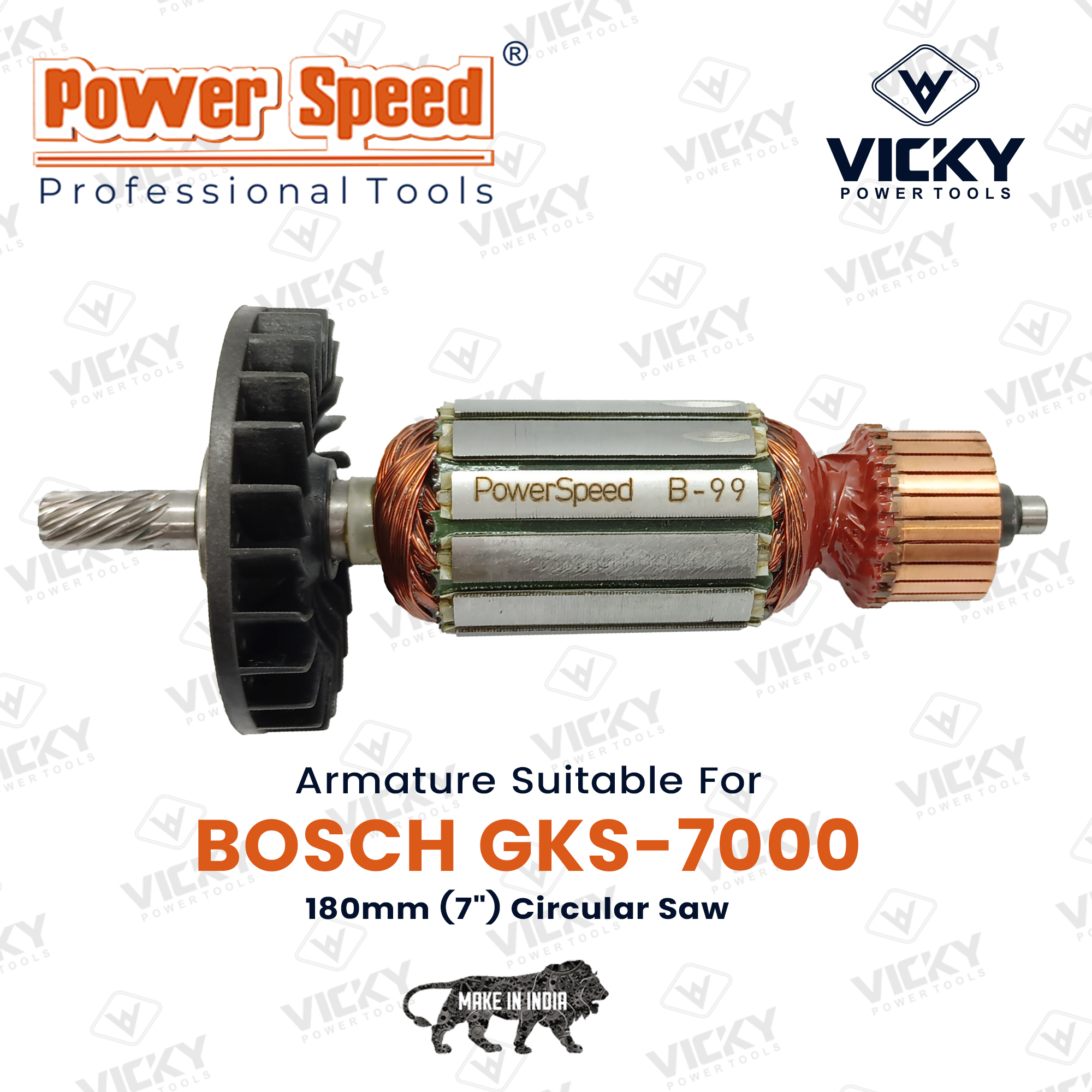 PowerSpeed Armature - Hardened Shaft Gear, Grey | Explosion-Proof, Electric Start, Precision Engineered for Bosch GSH-16 30 Demolition Hammer