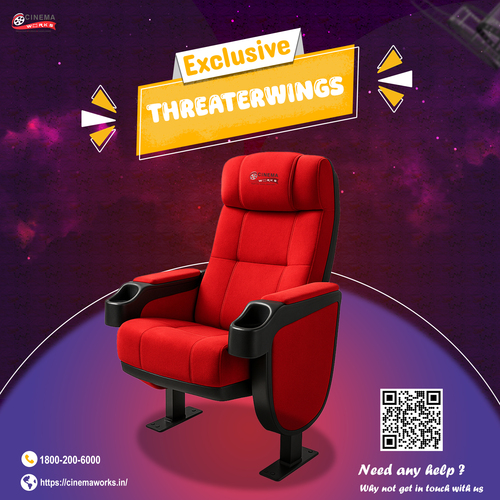 Theater Chairs - High Neck Design, Standard Size , Durable Plastic Material, Red and Black Polished Finish, Unmatched Comfort and Ergonomic Support