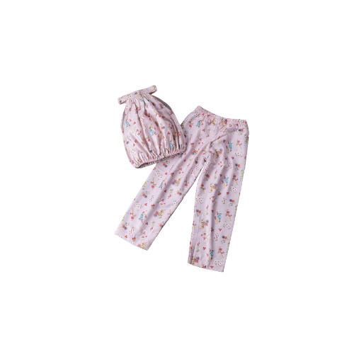 Girls High Neck Light Printed Pink Cotton Floral Cord Dress Set For 5-10 Years