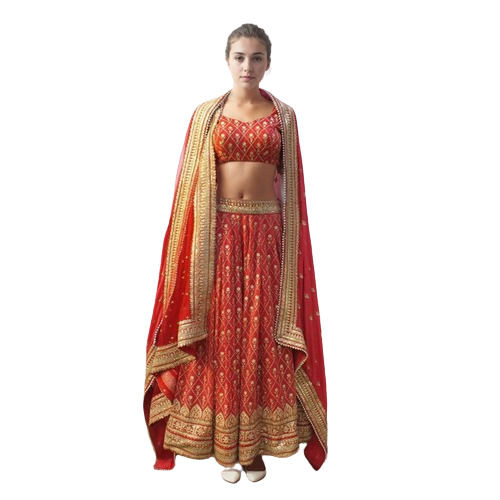 Crimson Splendor Bridal Lehenga Ensemble Rental for 4 Days