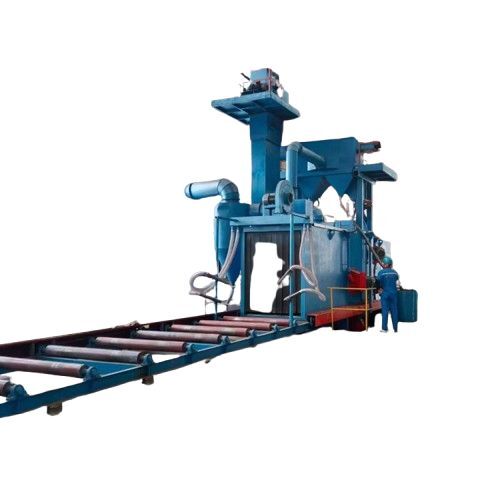 Roller Conveyor Shot Blasting Machine - Color: Blue