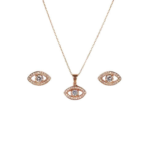 Cubic Zirconia Silver Pendant Set