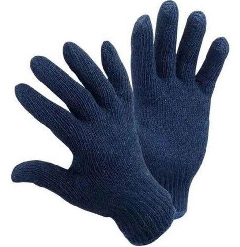 Cotton Knitted Hand Gloves - Color: Blue