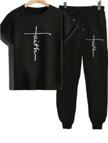 Kids Cotton Printed T Shirt And Track Pant Set - Red And Black Full Sleeves Anti Wrinkle And Breathable