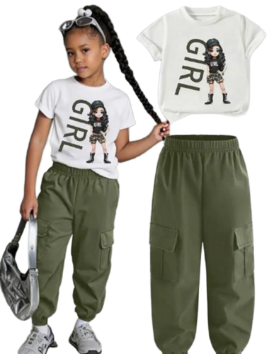 Kids One8 T Shirt And Pant - Cotton, Full Sleeves, Pink And Black, Modern Printed Style | Anti Wrinkle, Breathable, Washable