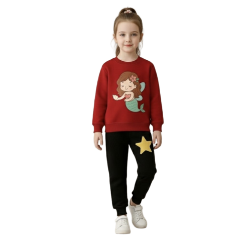 Kids Cotton Printed Horse T Shirt And Track Pant - Green and Black Color, Full Sleeves, Breathable and Anti-Wrinkle Features, Ideal for Casual Winter Wear