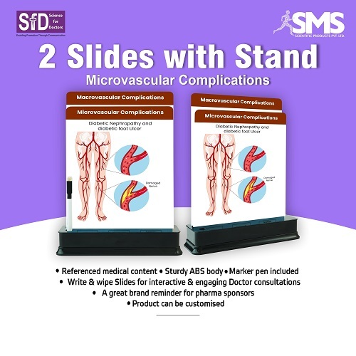 Compact Dual Slide Chart Stand - Lightweight ABS Plastic, Engaging Write-and-Wipe Design for Patient Education on Microvascular Complications