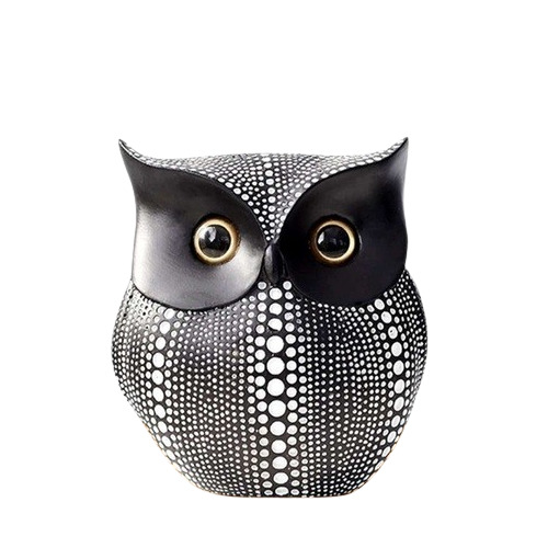 Handcrafted Resin Owl Statue - 6 Inches, Black & White Finish | Premium Quality, Polished Design, Symbolizes Wisdom and Protection