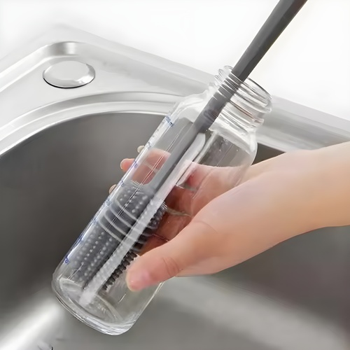 Bottle Cleaning Brush Silicone Long Handle for Baby Bottle, Water Bottle, Containers, Vase and Glass, Bottle Cleaner for Home and Kitchen
