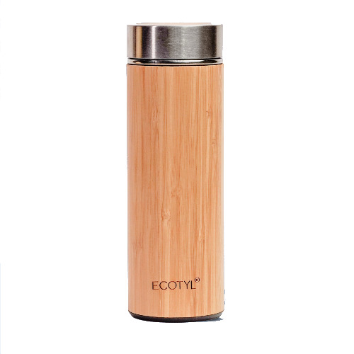 Bamboo Stainless Steel Insulated Flask - Color: Brown