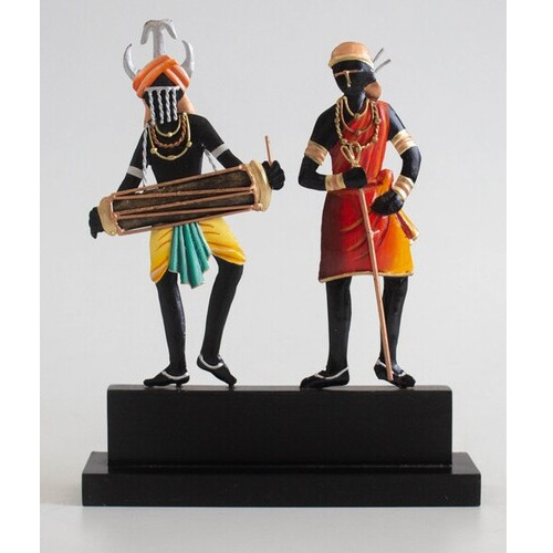 Bastar Arts Tribal Couple Dance Memento Statue